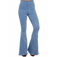 Blue Flare Jeans White